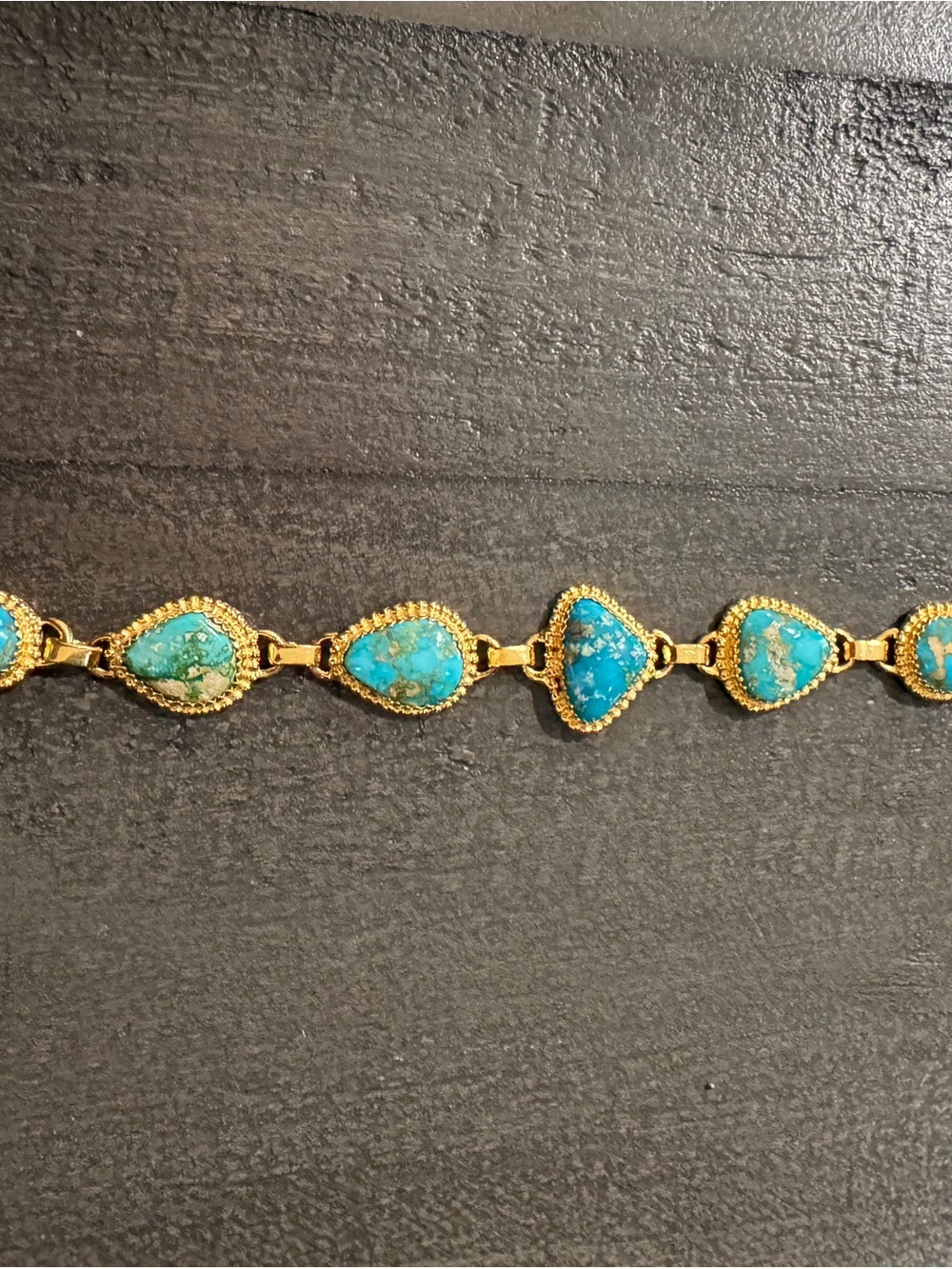 Gold Plated Sterling 925 Turquoise Teardrop Link Bracelet - Women's Jewelry